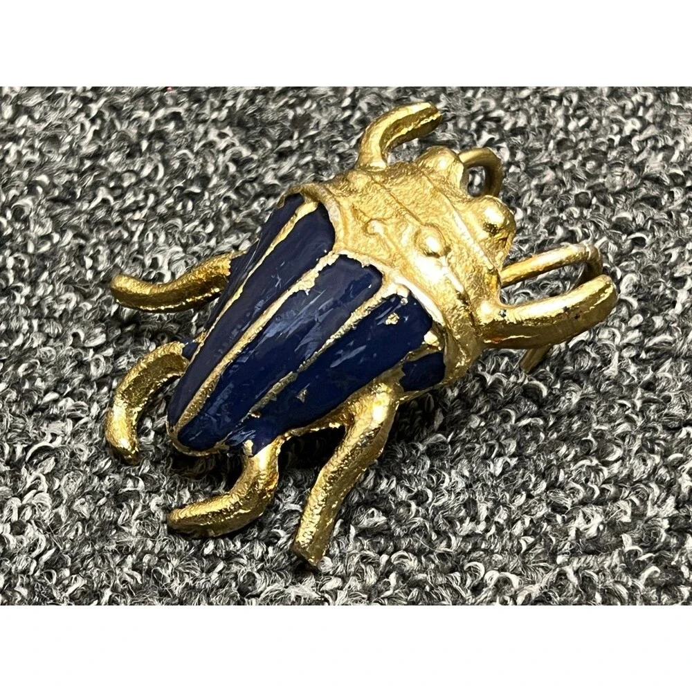 Cast Brass Egyptian Scarab Beetle Paperweight 3” - Vintage!